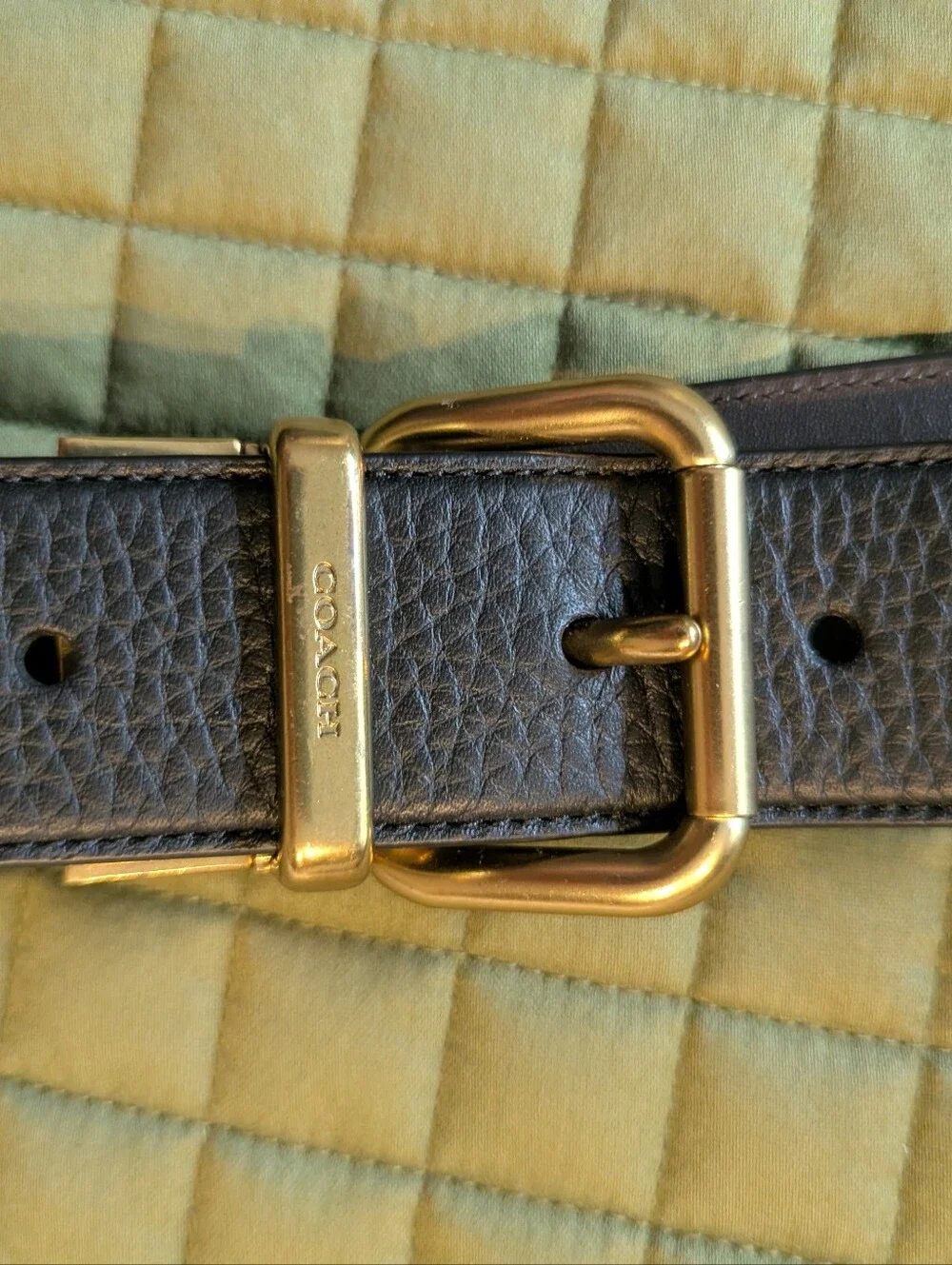 NWOT COACH Men's Classic Reversible Leather Belt with Gold Tone Buckle